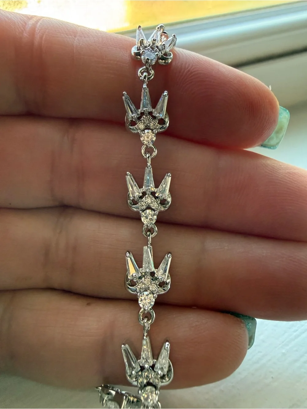 NEW! 14k white gold over brass Sparrow Link Bracelet - 7”